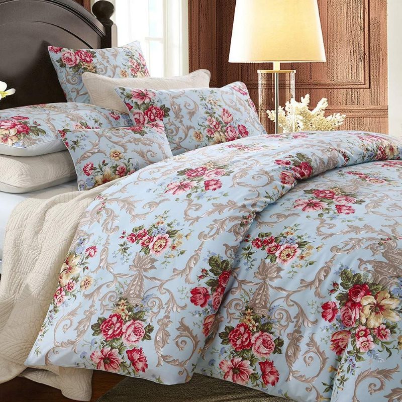 Shabby Floral Classic Luxusný Dizajn Posteľnej Bielizne S Pivonkou 3 Ks Súprava Obliečok Na Prikrývku Zo 100 % Egyptskej Bavlny