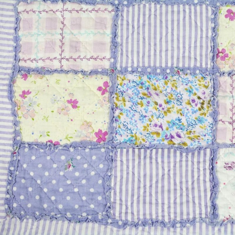 Súprava Letných Prikrývok Veľkosti Queen Fialová Kvetinová Posteľnej Bielizne Dievčenská Patchwork 100% Bavlna Na Posteľ Výpredaj Ku Dňu Matiek