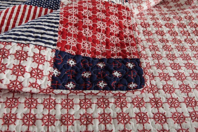 Súprava Námornej Posteľnej Bielizne Patchwork Prikrývka S Morskou Tematikou Jemná 100% Bavlna Queen Size