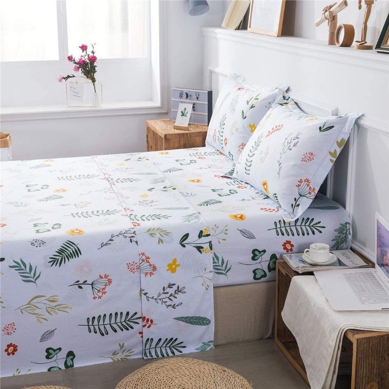 Súprava Obliečok Fadfay Twin Xl Obliečky Vintage Farmhouse Z Francúzskeho Vidieka Shabby White Kvetinová 100% Bavlna Super Mäkká Hypoalergénna Obliečka S Hlbokým Vreckom 4ks Veľ.