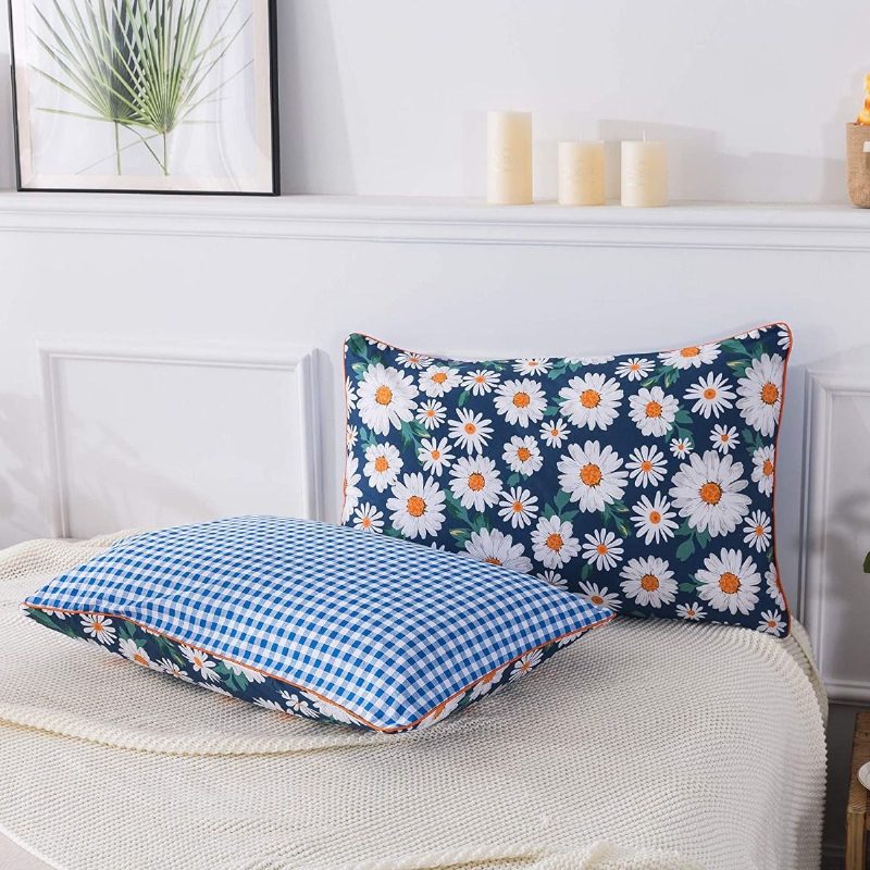 Súprava Obliečok Na Paplón S Potlačou Daisy Flowers 100 % Bavlna Super Mäkká 3 Kusy Dievčenská Letná Kvetinová Posteľná Bielizeň Vintage Farmhouse Obojstranná Prikrývka S Kvetinovou Mriežkou So Zapínaním Na Skrytý Zips