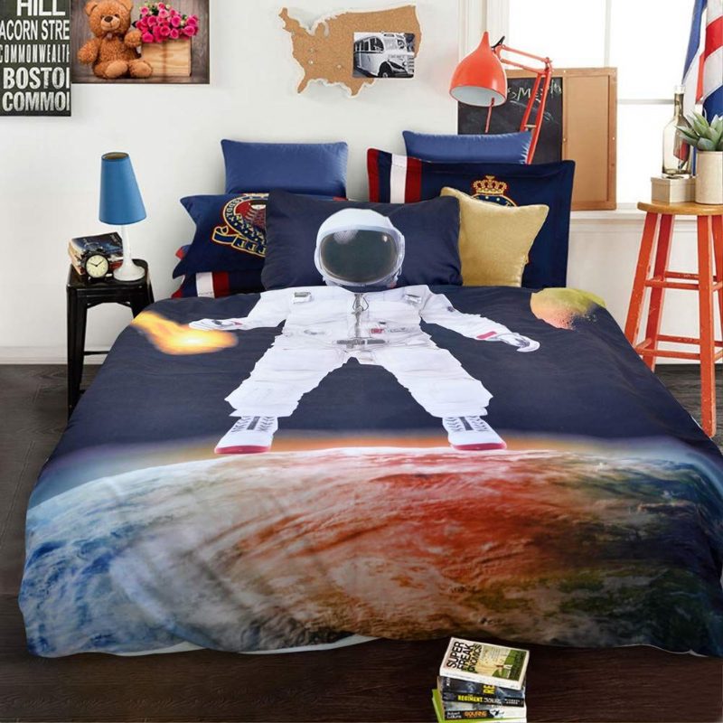 Súprava Obliečok Na Perinu Spaceman So Zapínaním Na Zips Dvojdielna Veľkosť (1 Obliečka Na + 1 Na Vankúš) Súpravy S Vianočným Vzorom