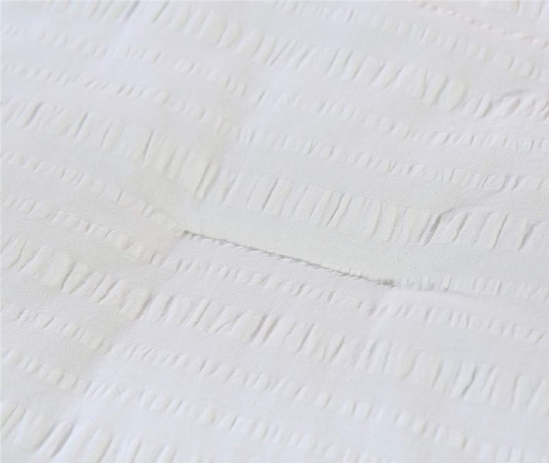Súprava Prikrývok Queen Size Luxury White Seersucker 100 % Bavlna 3 Ks Mäkká Pekná Esteticky Ľahká