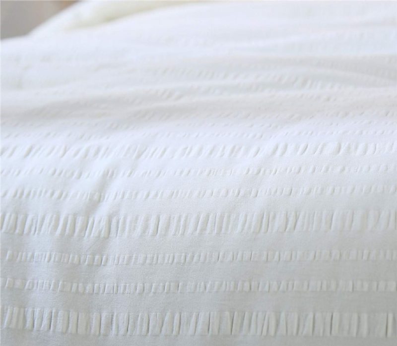 Súprava Prikrývok Queen Size Luxury White Seersucker 100 % Bavlna 3 Ks Mäkká Pekná Esteticky Ľahká