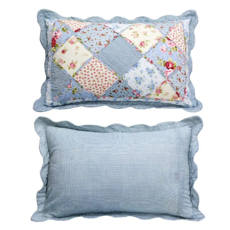 Súprava Prikrývok Queen Size Shabby Blue S Kvetinovým Patchworkom Bavlnených