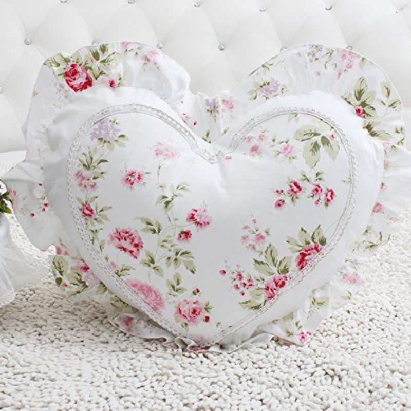 Vankúše 3 Kusy Shabby Bulgaria Ruža S Kvetinovou Potlačou Elegantný Francúzsky Vidiecky Štýl Vintage Volániky S Čipkou A Priehľadnými Vankúšmi 3ks
