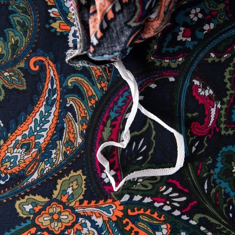 Vintage Posteľná Súprava Paisley 3 Ks Rustikálna Čierna Damašková Obliečok Na Prikrývku 100% Brúsená Bavlna So Zapínaním Na Zips Boho Obliečky