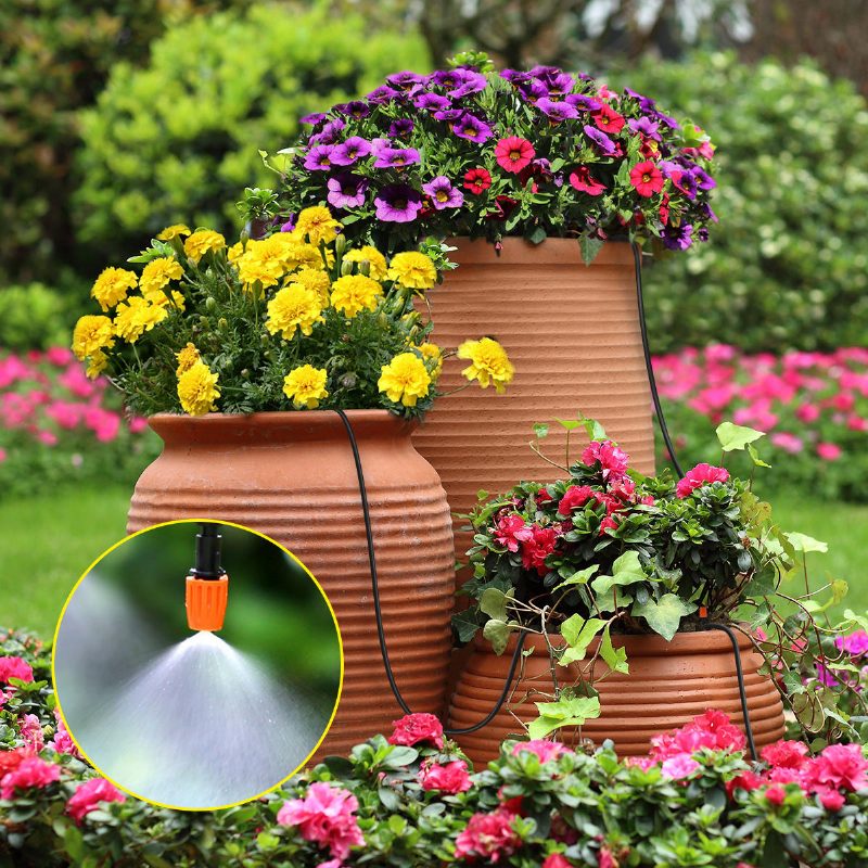 Mikrozávlahový Kvapkový Systém Závlaha Kvapkacia Diy Redukčné T-kus Oranžové Rozprašovacie Trysky Súpravy Zavlažovania