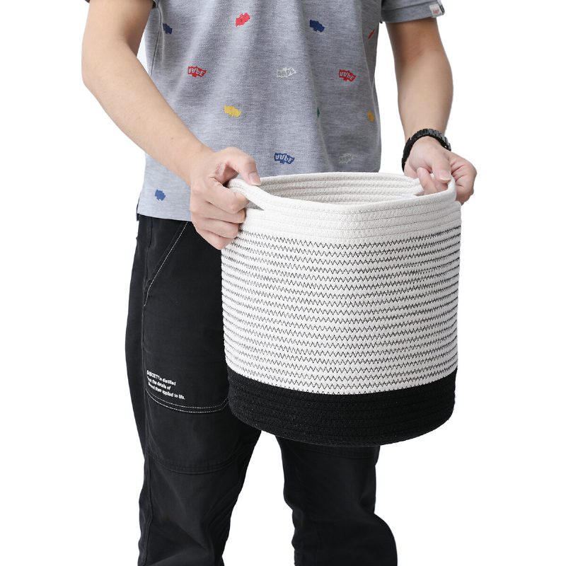 Organizér Košíka Na Tkané Bavlnené Lano Tvird Úložný Kôš Na Bielizeň Plant Pots