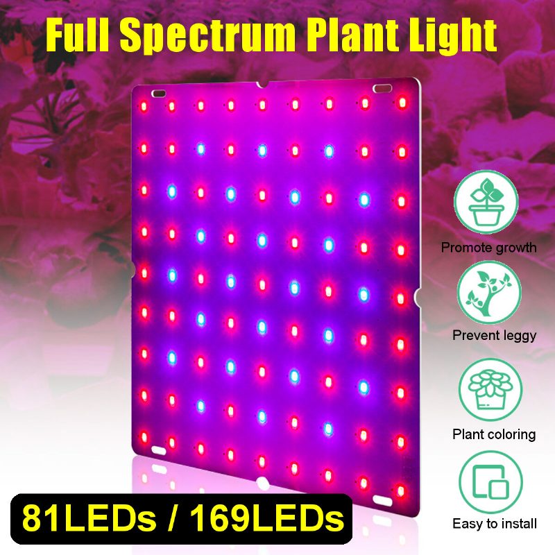 Ultratenká 81/169led Dióda Uv Svetlo Na Pestovanie Rastlín Plnospektrálna Zeleninová Lampa Pre Izbové Hydroponické Rastlinné Kvety 110-240v