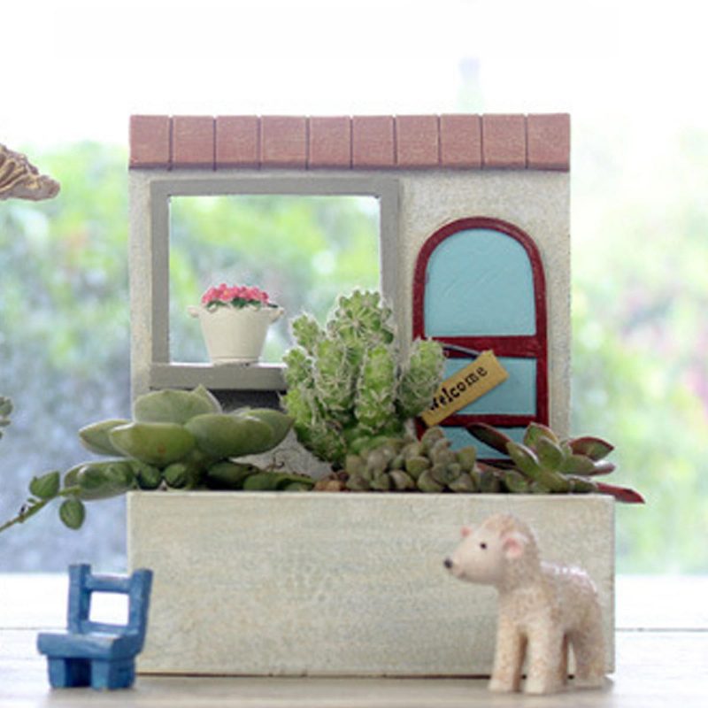 Zelený Kvetináč Živica Sedum Sukulentný Na Bonsai Dekorácie Do Kníhkupectva