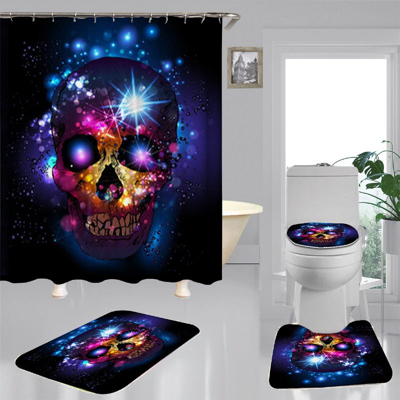 180 * 180 cm Halloween Skull Kúpeľňový Sprchový Záves 3 Sady Dekor Vodotesná Látka