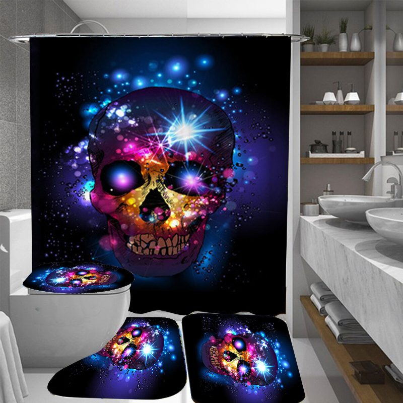 180 * 180 cm Halloween Skull Kúpeľňový Sprchový Záves 3 Sady Dekor Vodotesná Látka