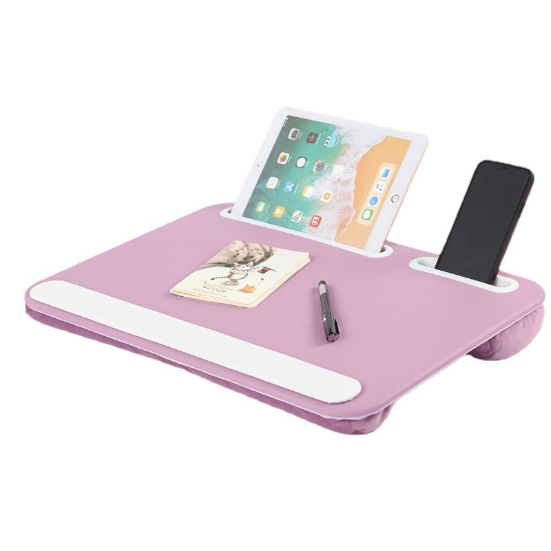 2-v-1 Dvojzásuvka Lap Desk Študijný Vankúš Stôl Počítač Laptop Prenosný Stojan Na Notebook S Držiakom Na Telefón/tablet