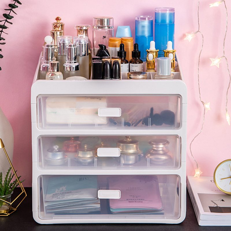 Plastová Kozmetická Úložná Škatuľka Zásuvka Spálňa Organizér Na Make-up Na Pracovnej Ploche Držiak Nádoby