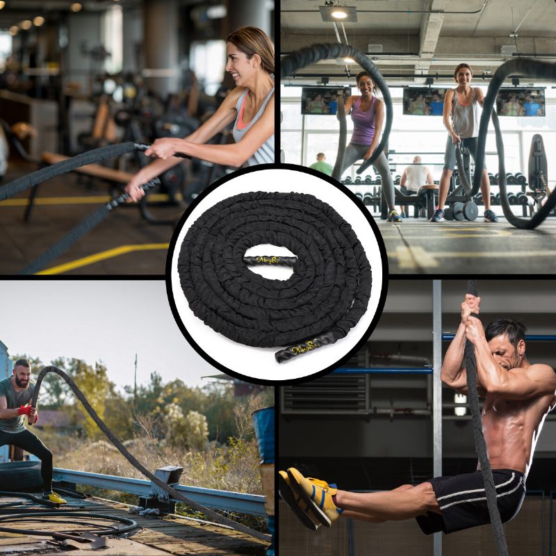 30 Stôp 1.5-palcové Bojové Lano Cvičenie Silový Tréning Vlnenie Cvičebné Nástroje Domáca Posilňovňa Fitness Vybavenie