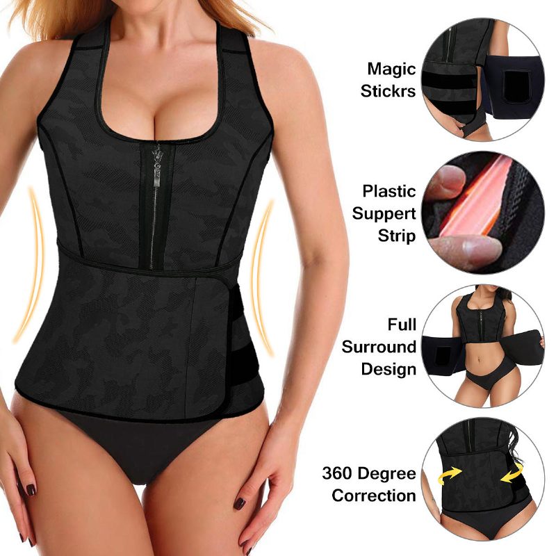 Dámske Potné Sauny Body Shaper Pánska Vesta Termo Neoprénový Trenažér Zoštíhľujúci Pás Tepláky Čierna