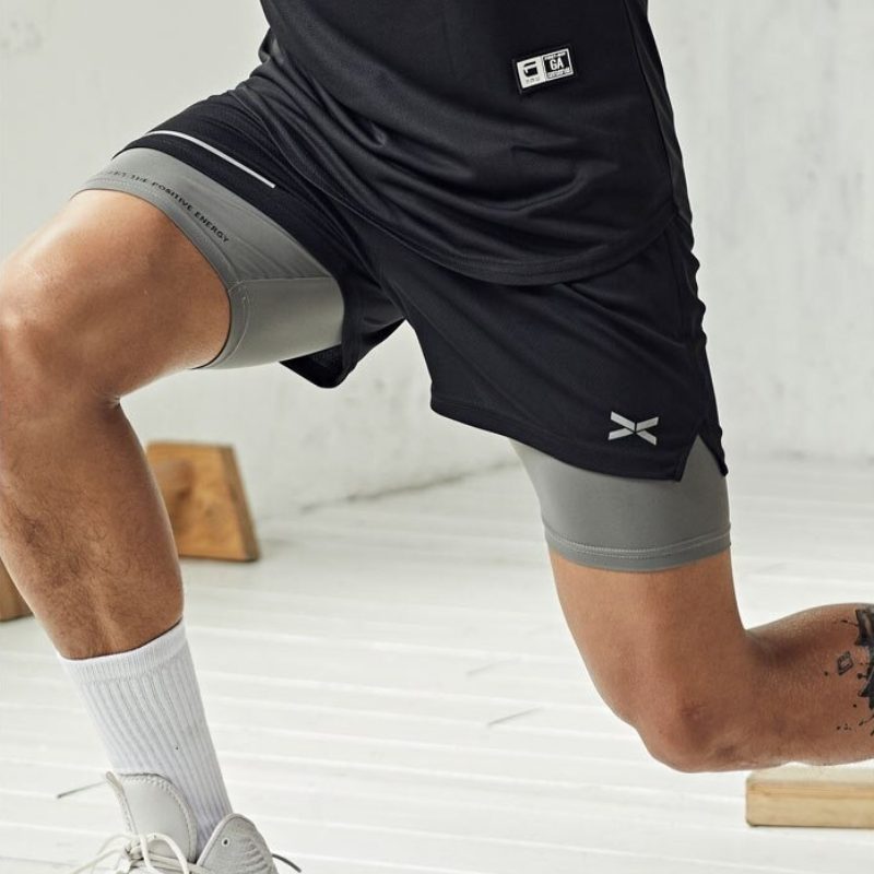 Pánske Šortky 2 V 1 Športový Beh Fitness Gym Rýchloschnúce