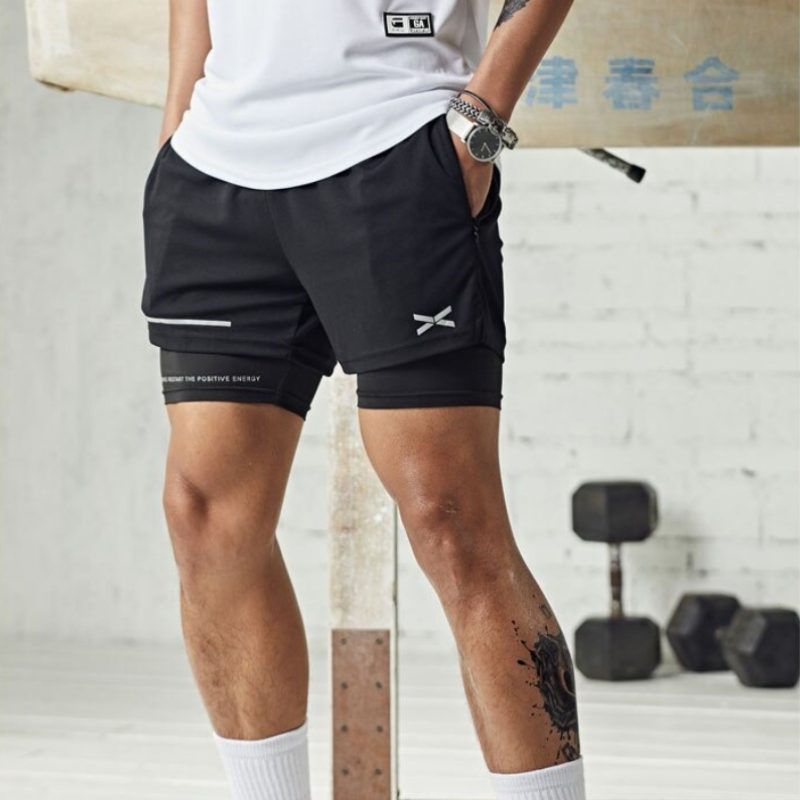 Pánske Šortky 2 V 1 Športový Beh Fitness Gym Rýchloschnúce