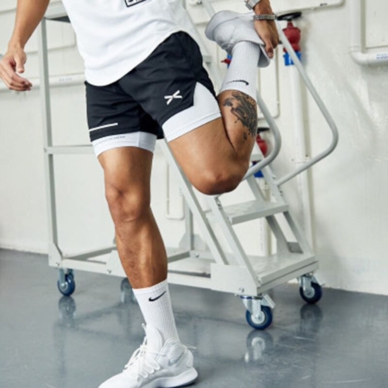 Pánske Šortky 2 V 1 Športový Beh Fitness Gym Rýchloschnúce