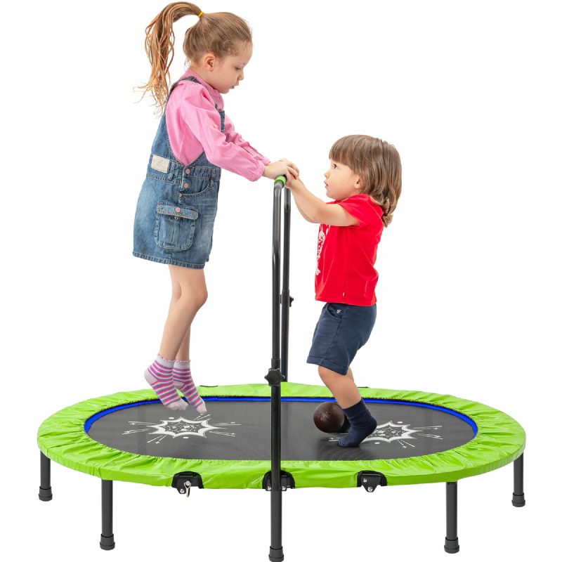 Us Directbominfit Double Mini Trampolína S Nastaviteľnými Madlami Bezpečnostný Kryt Rodič-dieťa Skákanie Na Trampolínu Deti Dospelý Domáca Záhrada Náradie Na Cvičenie