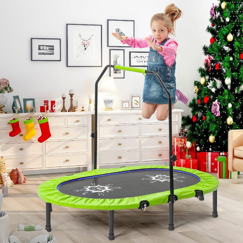 Us Directbominfit Double Mini Trampolína S Nastaviteľnými Madlami Bezpečnostný Kryt Rodič-dieťa Skákanie Na Trampolínu Deti Dospelý Domáca Záhrada Náradie Na Cvičenie