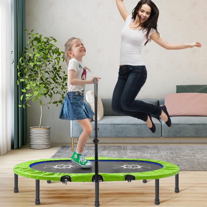 Us Directbominfit Double Mini Trampolína S Nastaviteľnými Madlami Bezpečnostný Kryt Rodič-dieťa Skákanie Na Trampolínu Deti Dospelý Domáca Záhrada Náradie Na Cvičenie