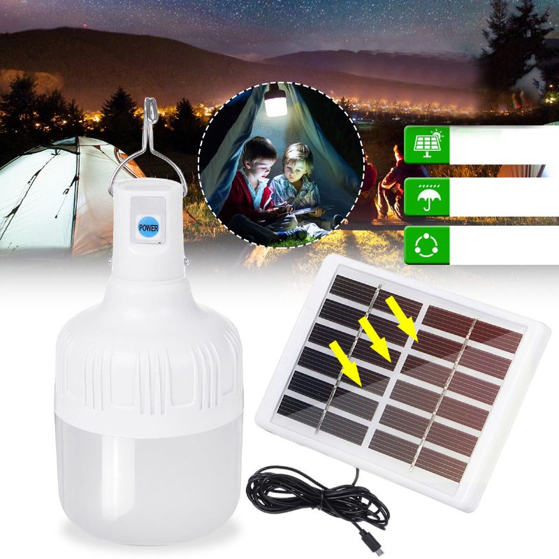 80w Vodotesné Usb Nabíjanie Solárne Kempingové Svetlo Rybárska Lampa Závesné Osvetlenie