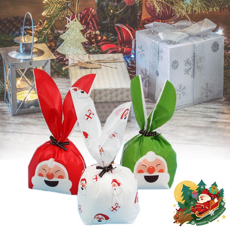 50ks Merry Christmas Bags Candy Darčeková Taška Santa Claus Deer Present Balenie Dekorácie