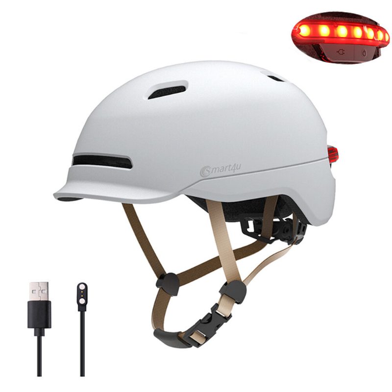 Cyklistická Prilba Us Direct Smart4u 22.4-24 Palcov Nastaviteľná Vodotesná Športová So Senzorovým Zadným Svetlom