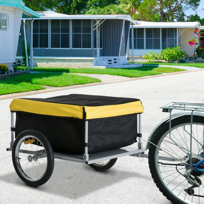 Hallolure 2-kolesový Príves Na Batožinu Ťažký Kovový Kryt Proti Dažďu Oceľový Úložný Priestor Nosič Bicykel Náklad Fúrik Barrow Vonkajšia Záhrada Maximálne Zaťaženie 143 Lb
