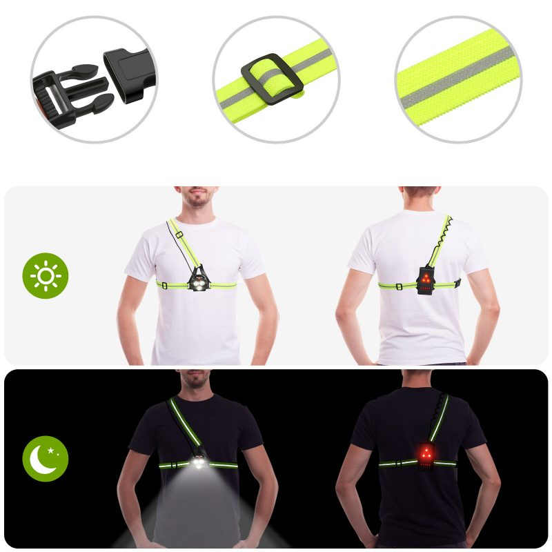 Vonkajšie Nočné Svietidlo 500 Lm 3 Režimy Ipx4 Vodotesné Usb Nabíjacie Hrudné Na Jogging Turistika Chôdza