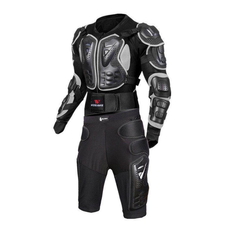 Wosawe Motocykel Body Armor Suit Bunda Na Motorku + Chránič Bokov + Rukavice + Chrániče Kolien Cyklistické Oblečenie