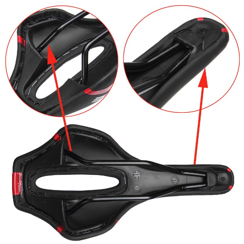Yf-1064 290 X 145 mm Priedušná Koža Extra Pohodlné Duté Sedlo Závodná Podložka Gélový Vankúš Na Bicykel Mtb Cestný